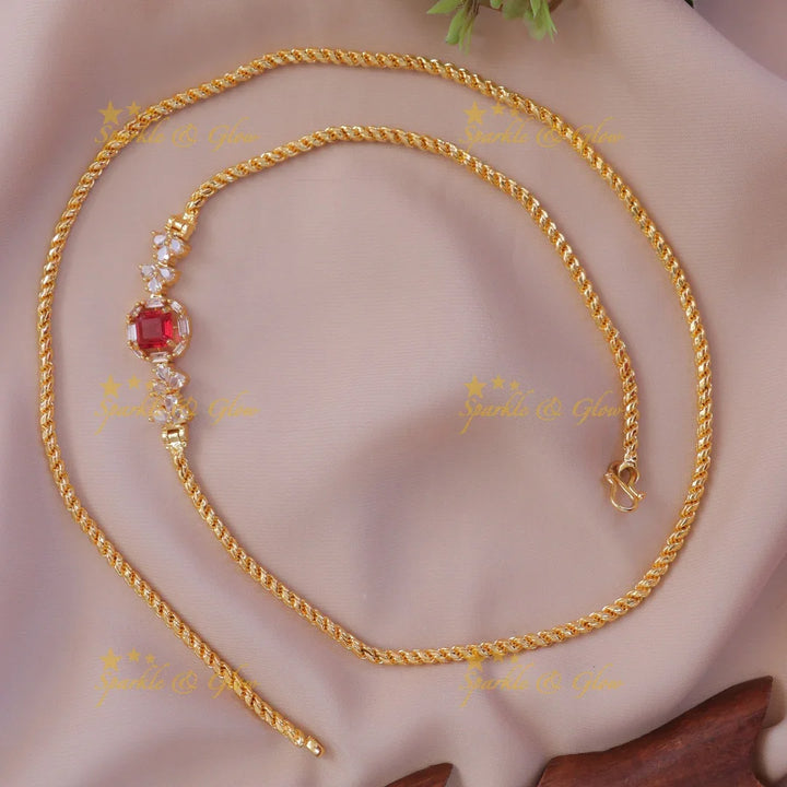 Exquisite Gold-Like Floral Stone Mop Chain Necklace