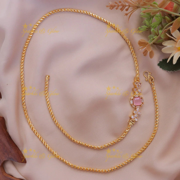 Exquisite Gold-Like Floral Stone Mop Chain Necklace