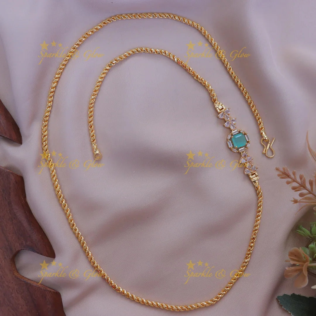Exquisite Gold-Like Floral Stone Mop Chain Necklace
