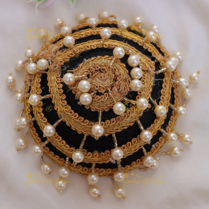 Elegant Gold Pearl Hair Bun - Perfect for Special Events
