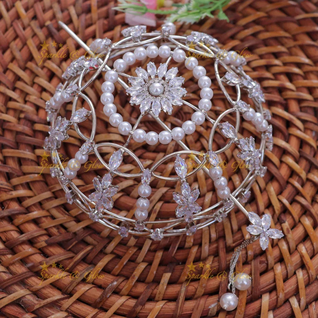 Elegant Floral Pearl Hair Bun - Perfect for Weddings