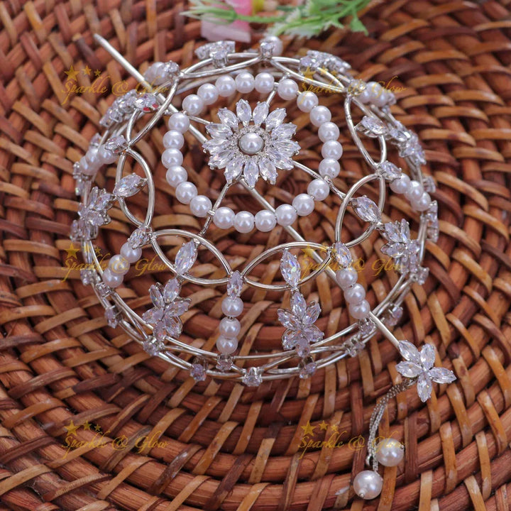 Elegant Floral Pearl Hair Bun - Perfect for Weddings