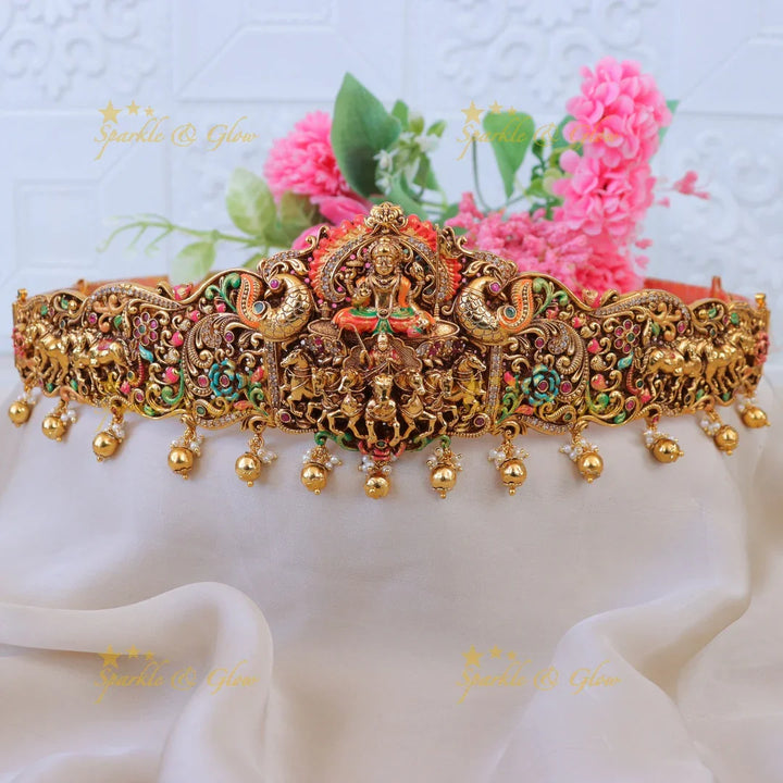 Luxurious Peacock Temple Hip Belt – Exquisite Craftsmanship