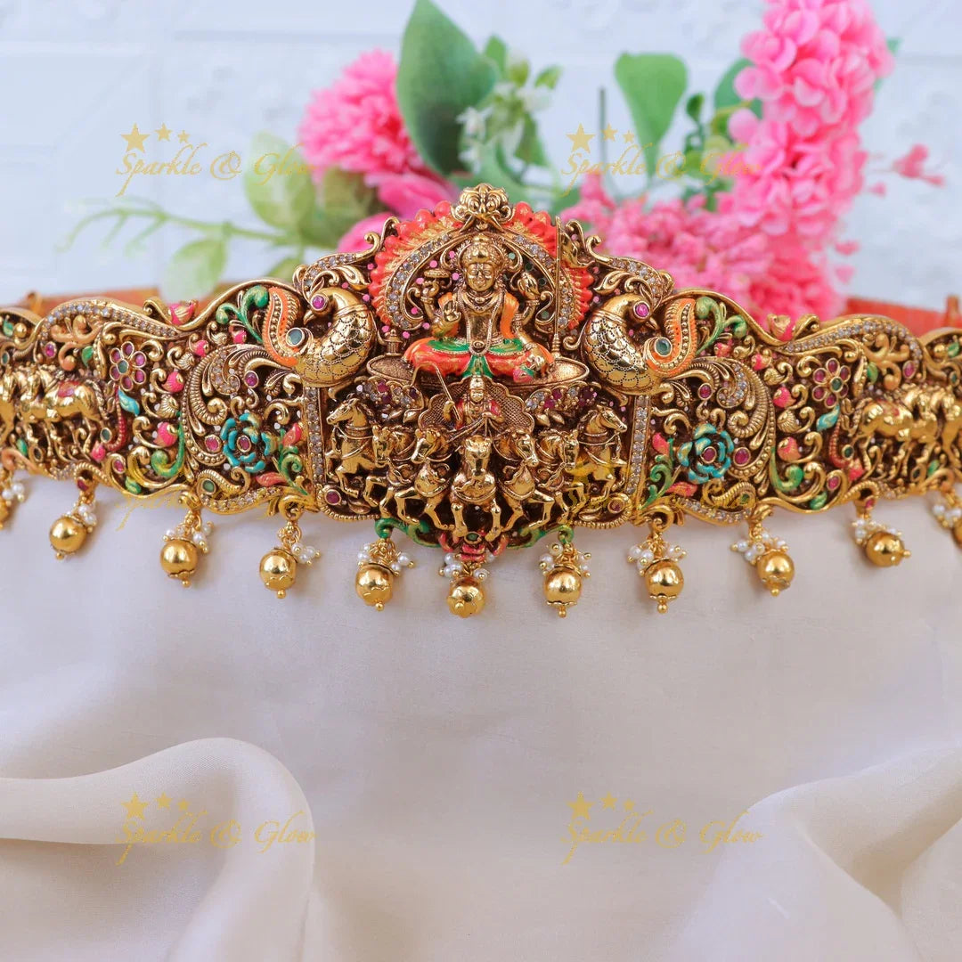 Luxurious Peacock Temple Hip Belt – Exquisite Craftsmanship