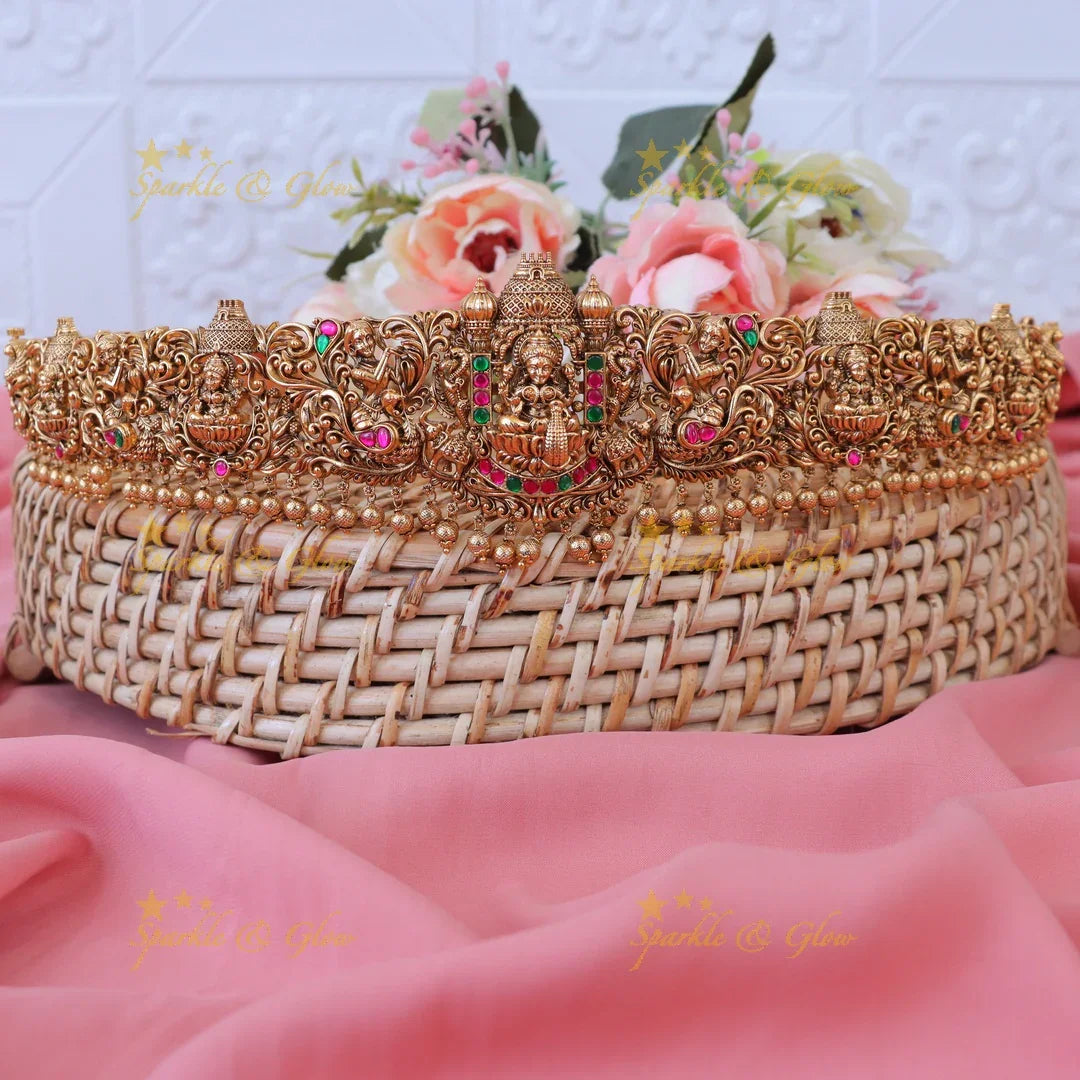 Exquisite Multicolor Stone Lakshmi Hipbelt for Brides