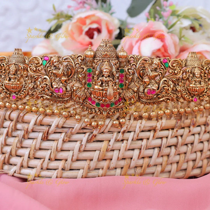 Exquisite Multicolor Stone Lakshmi Hipbelt for Brides