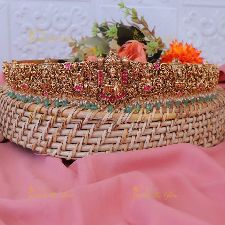 Exquisite Multicolor Stone Lakshmi Hipbelt for Brides