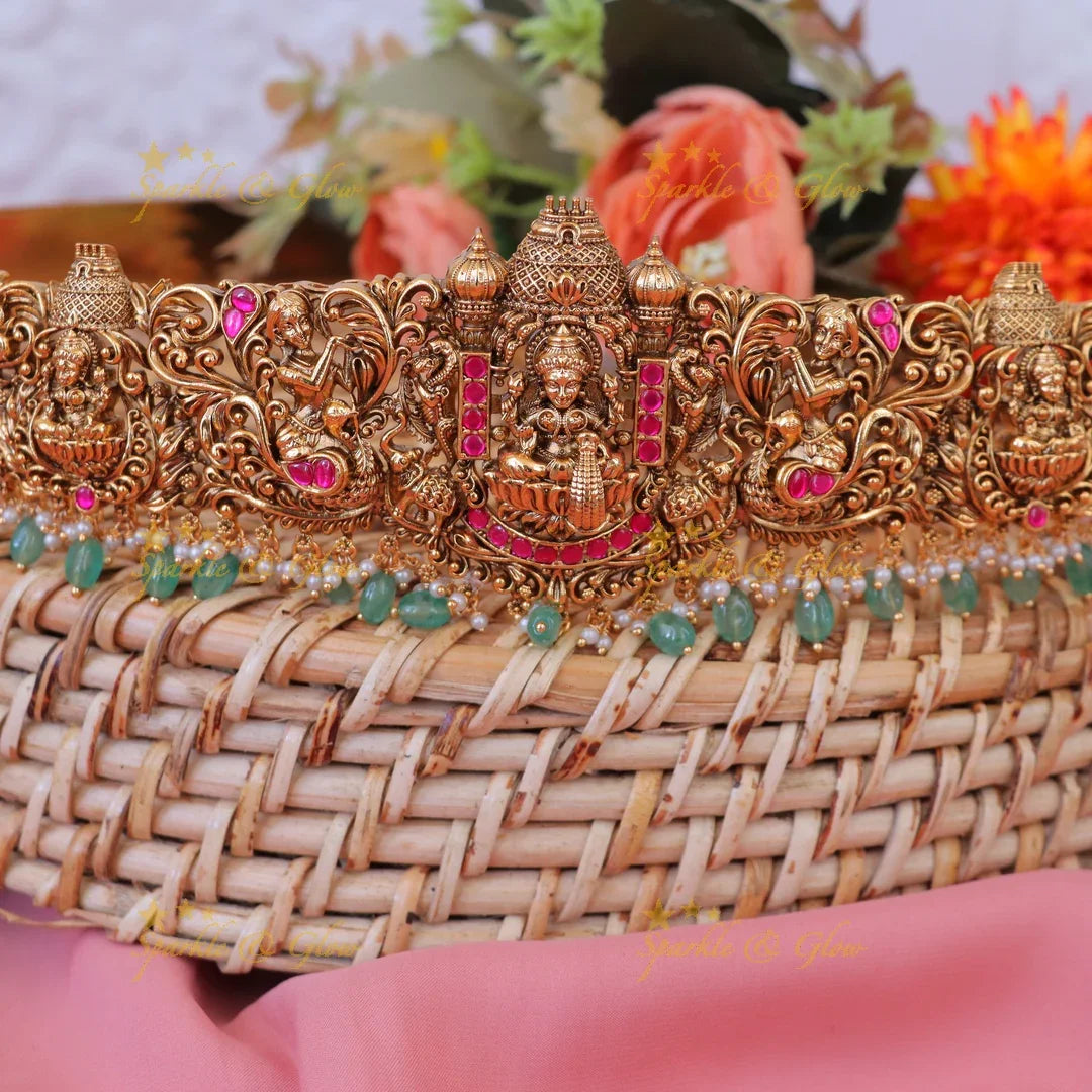 Exquisite Multicolor Stone Lakshmi Hipbelt for Brides