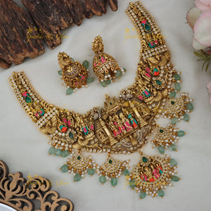 Exquisite Peacock Ram Sita Necklace – Temple Jewellery