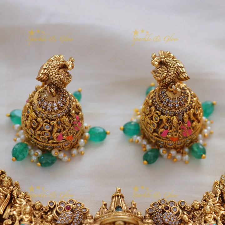 Exquisite Peacock Ram Sita Necklace – Temple Jewellery