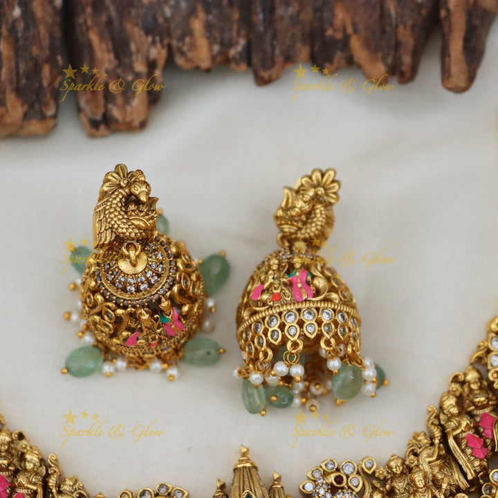 Exquisite Peacock Ram Sita Necklace – Temple Jewellery
