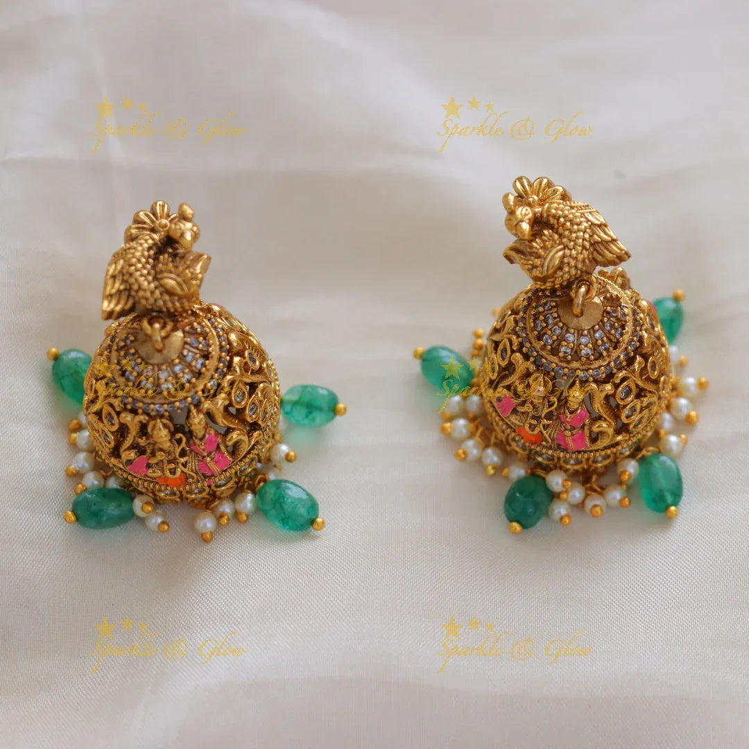 Exquisite Floral Lord Ram Sita Temple Necklace