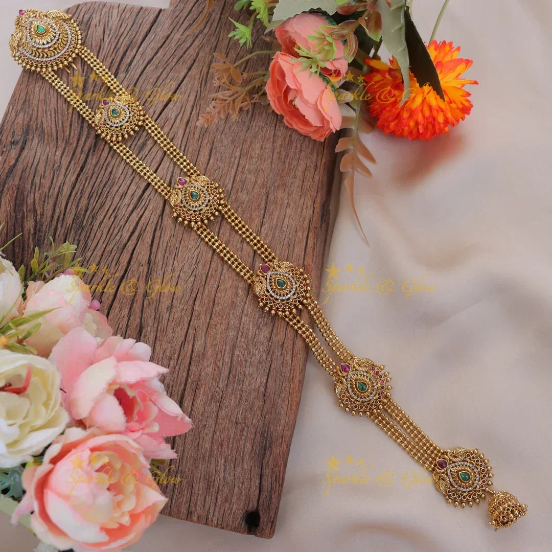 Exquisite Peacock Gold Jadabilla Hairpiece for Brides