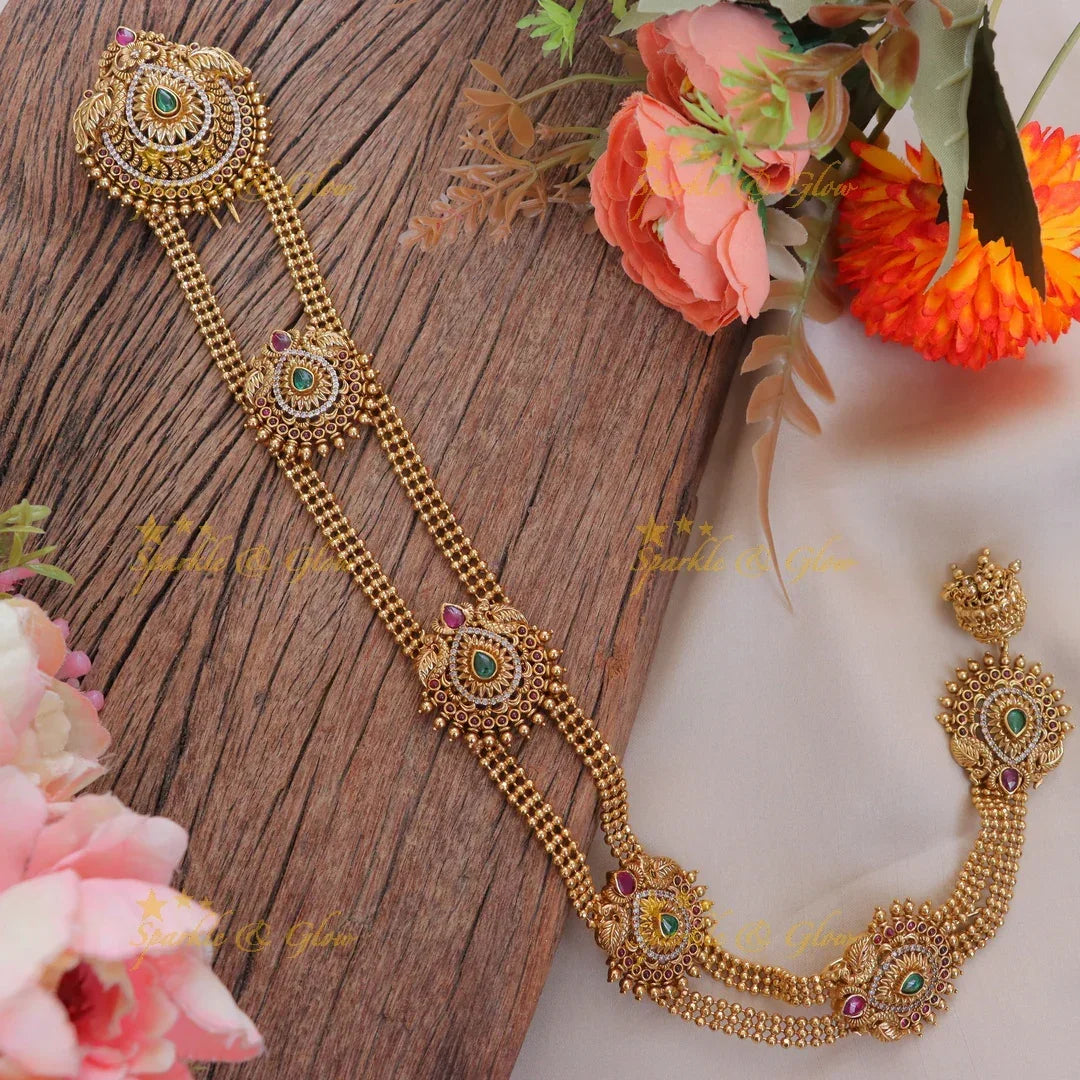 Exquisite Peacock Gold Jadabilla Hairpiece for Brides