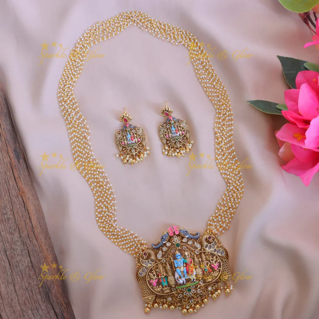 Shiv Parvati Pendant Set - Exquisite Temple Elegance