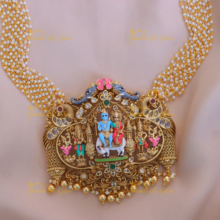 Shiv Parvati Pendant Set - Exquisite Temple Elegance