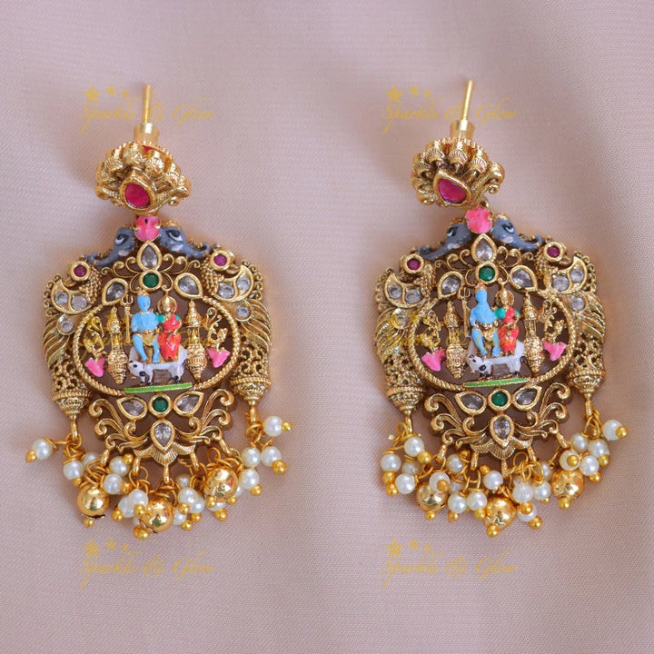 Shiv Parvati Pendant Set - Exquisite Temple Elegance