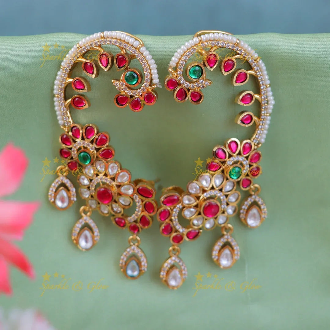 Exquisite Peacock Earrings - Gold Festive Elegance