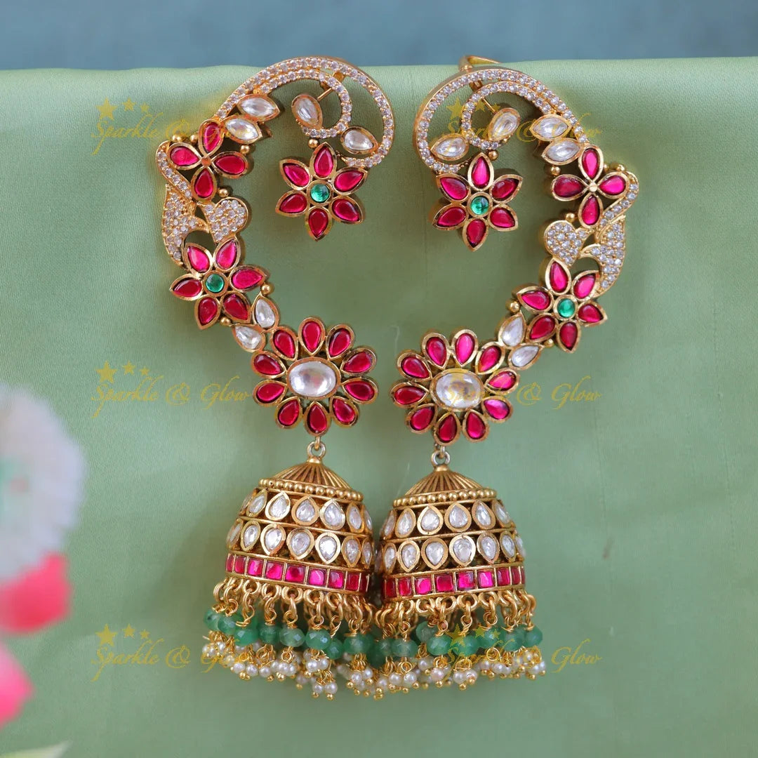 Exquisite Floral Cuff Earrings for Festive Elegance