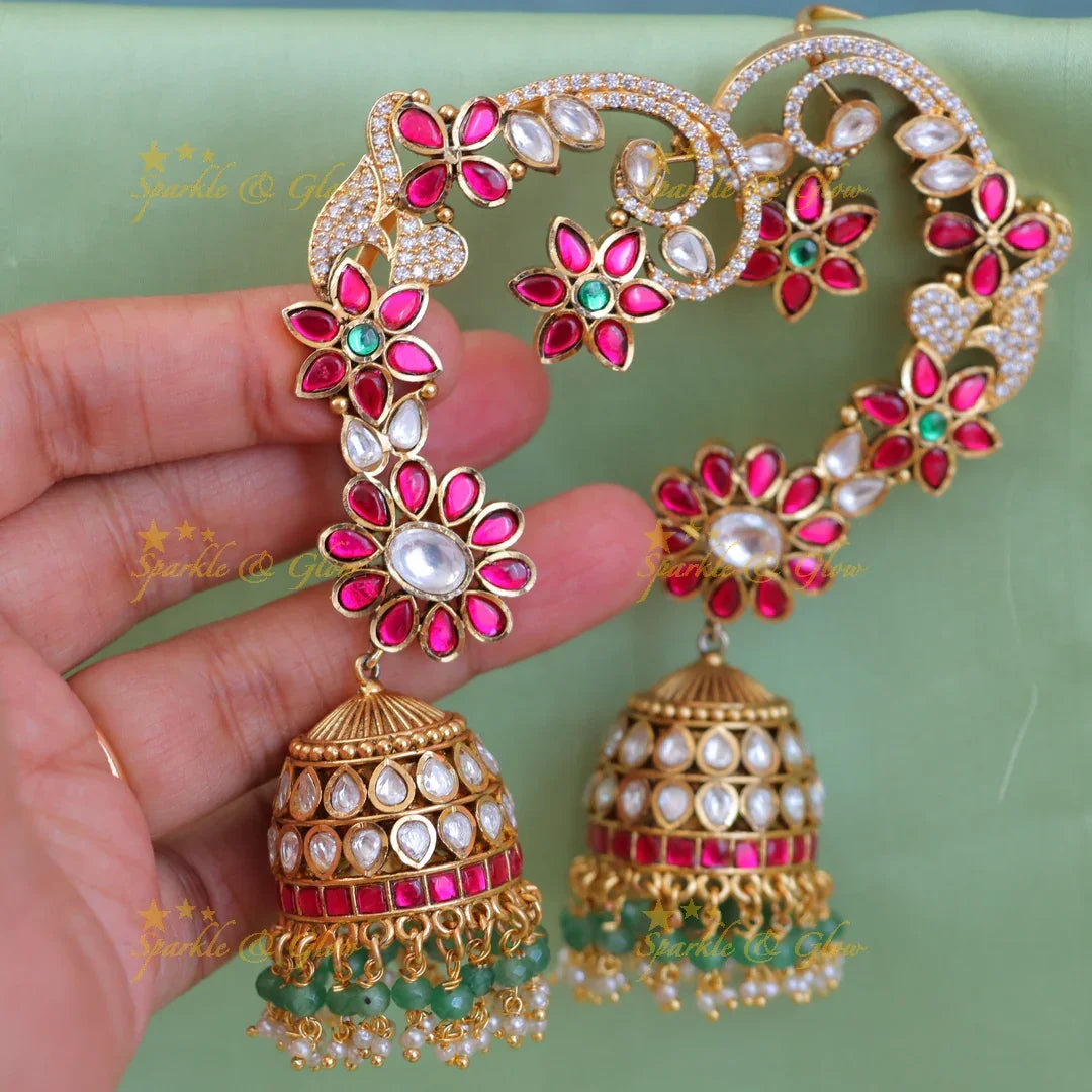 Exquisite Floral Cuff Earrings for Festive Elegance