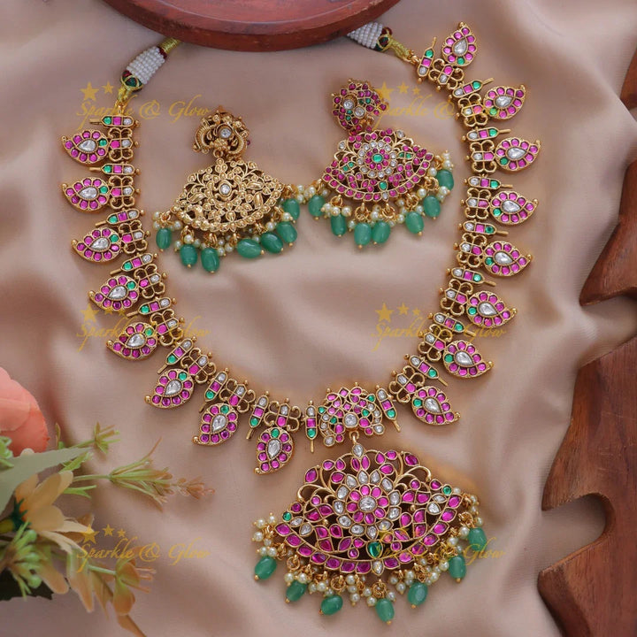 Exquisite Jadau Kundan Mango Necklace Set