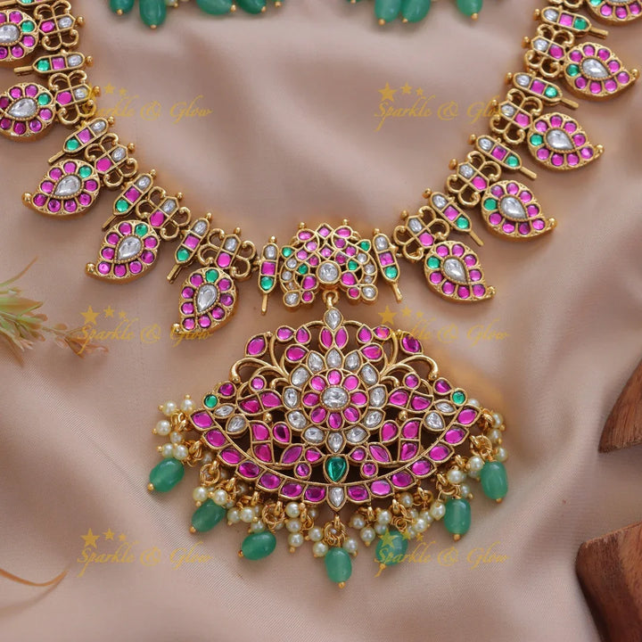 Exquisite Jadau Kundan Mango Necklace Set