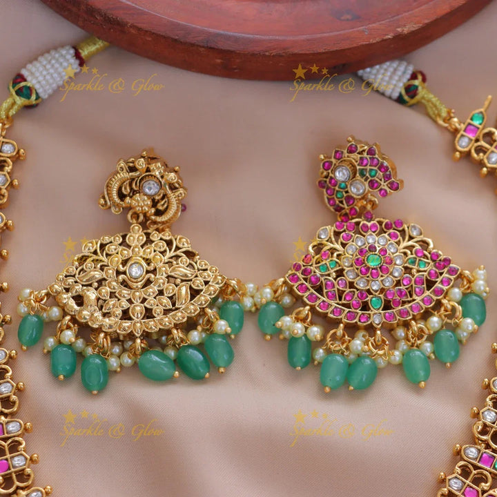 Exquisite Jadau Kundan Mango Necklace Set