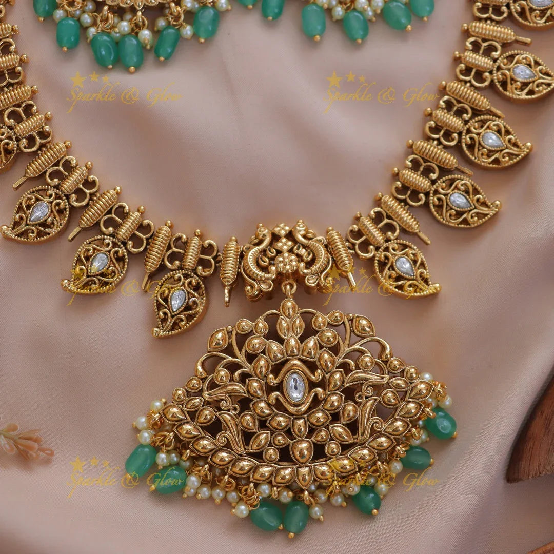 Exquisite Jadau Kundan Mango Necklace Set