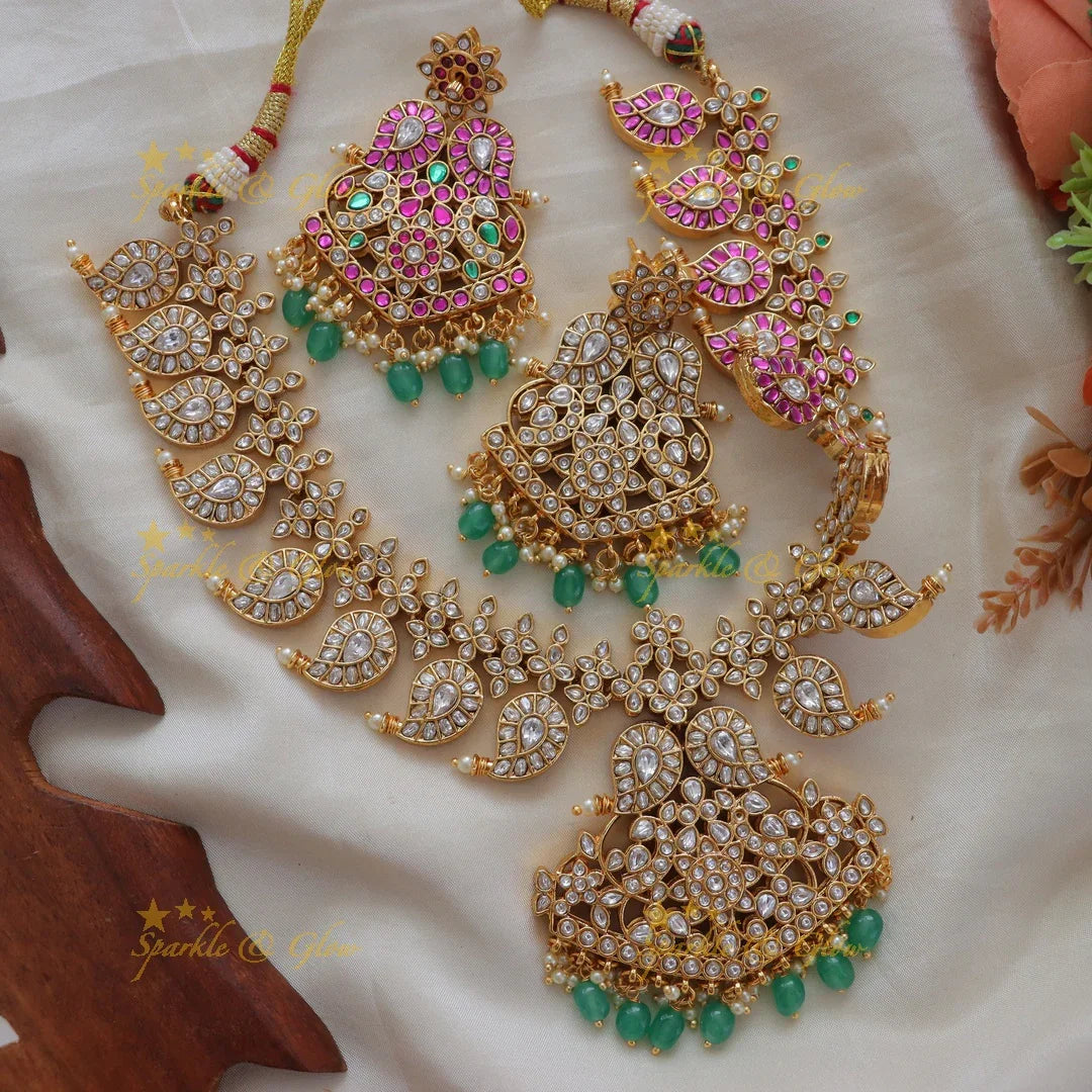 Enchanting Mango Floral Peacock Necklace for All Occasions