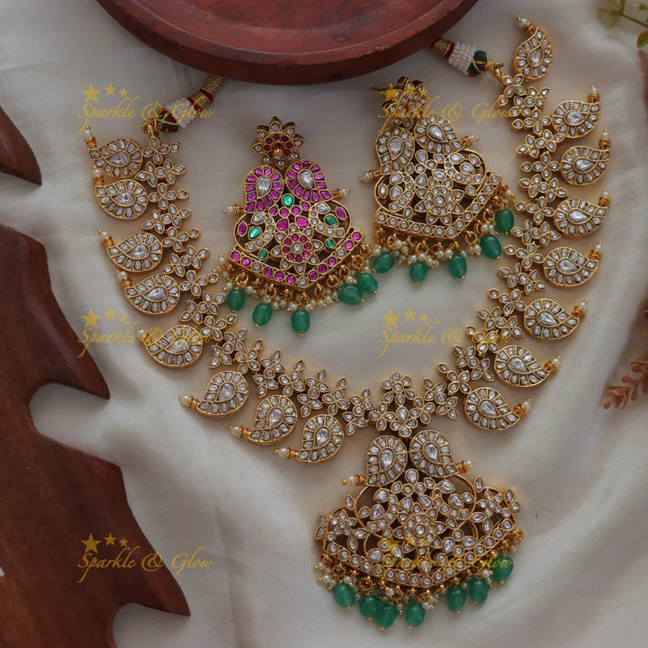 Enchanting Mango Floral Peacock Necklace for All Occasions