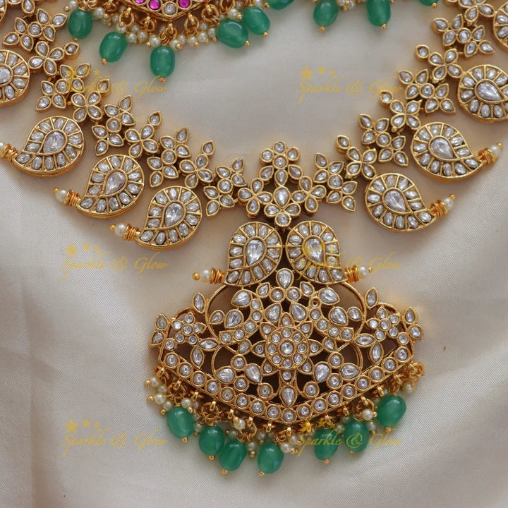 Enchanting Mango Floral Peacock Necklace for All Occasions