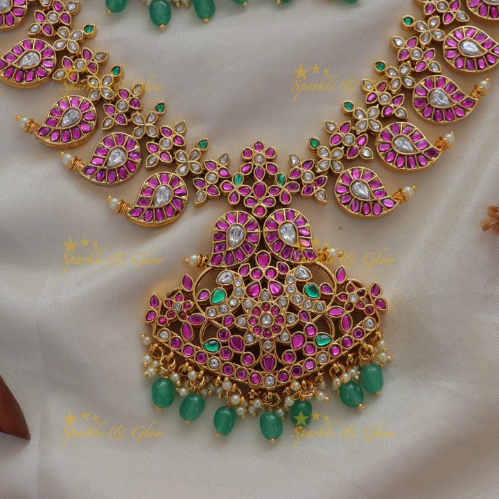 Enchanting Mango Floral Peacock Necklace for All Occasions