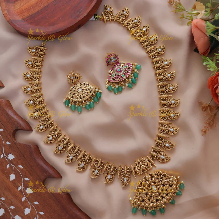 Exquisite Mango Floral Necklace Set for Wedding Glamour