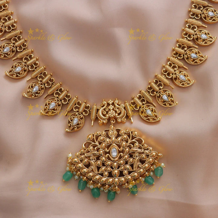 Exquisite Mango Floral Necklace Set for Wedding Glamour