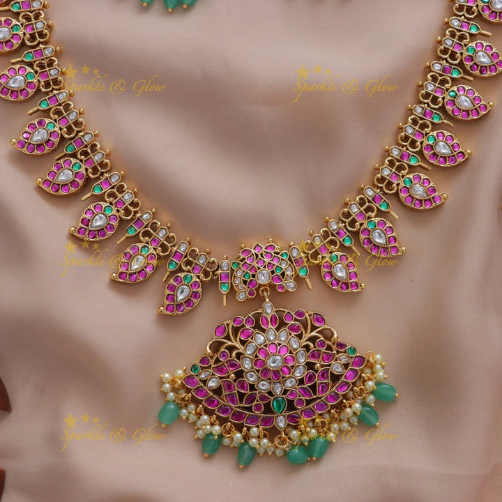 Exquisite Mango Floral Necklace Set for Wedding Glamour