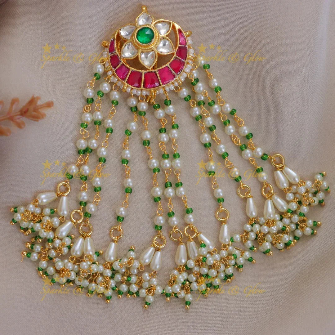 Elegant Gold & Pearl Floral Hairpin for Festive Glam