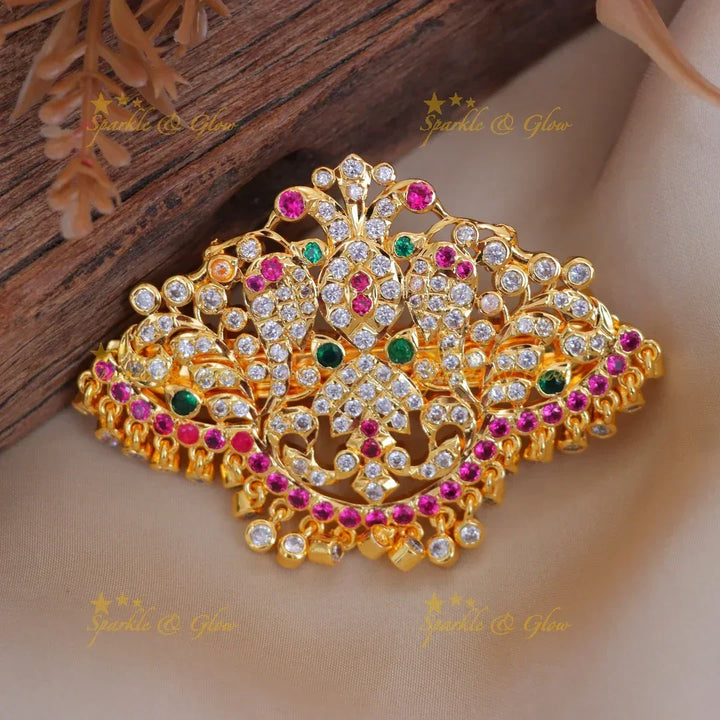 Gold-Tone Peacock Hair Clip for Festive Elegance
