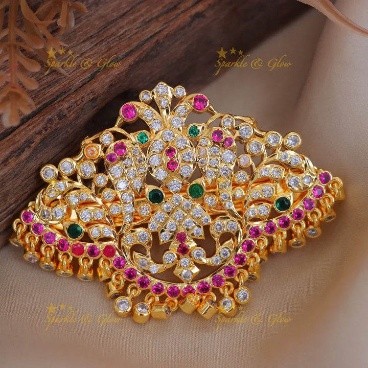 Gold-Tone Peacock Hair Clip for Festive Elegance