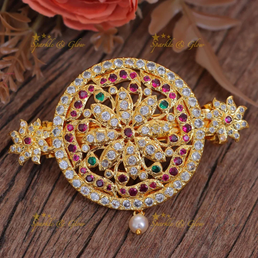Elegant Gold Floral Hair Clip for Weddings & Festivities