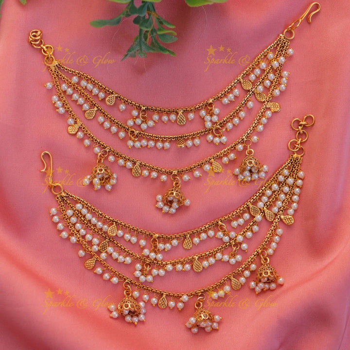 Elegant Pearl Ear Chain - Festive Glamour Jewelry