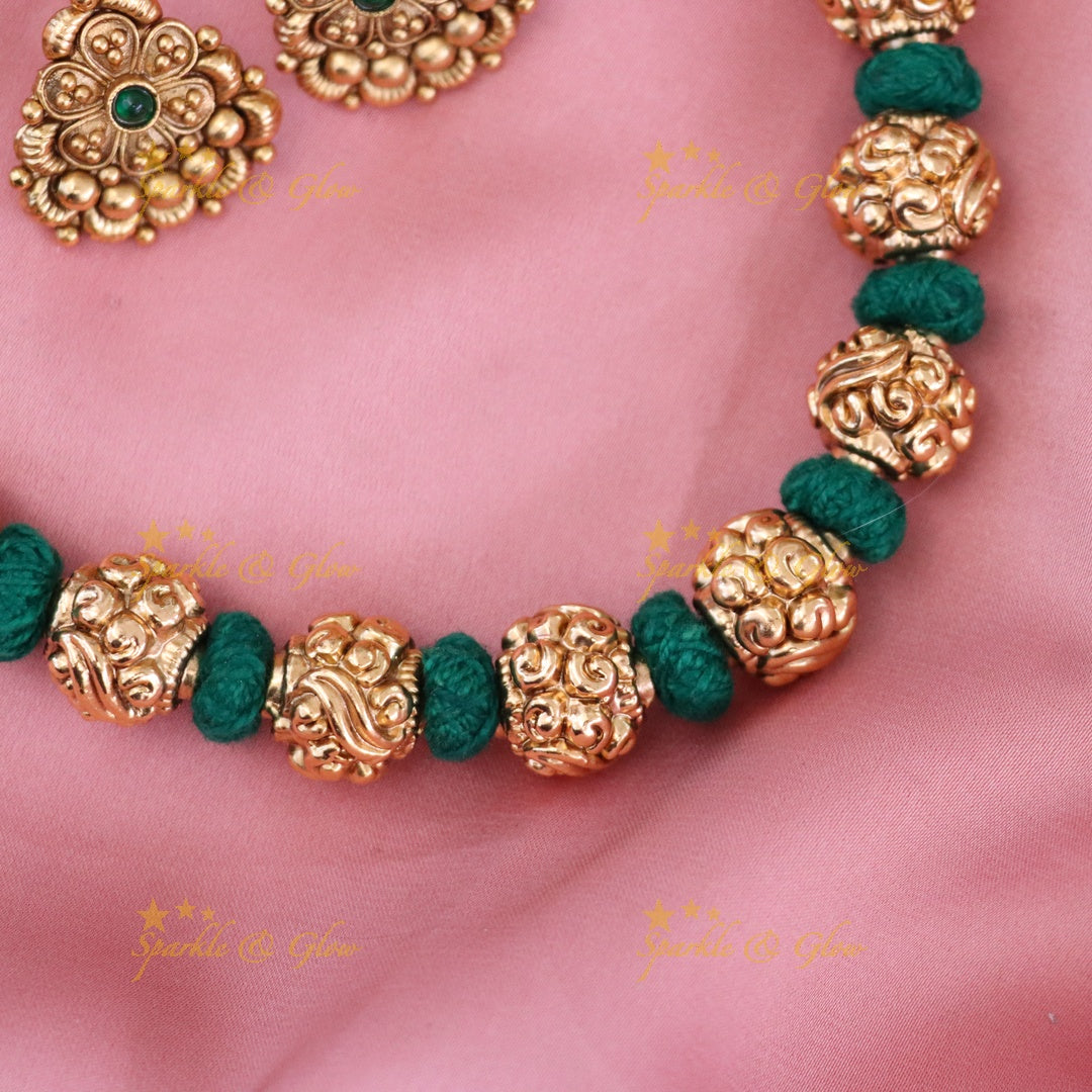 Exquisite Gold Beads Floral Necklace for Celebrations