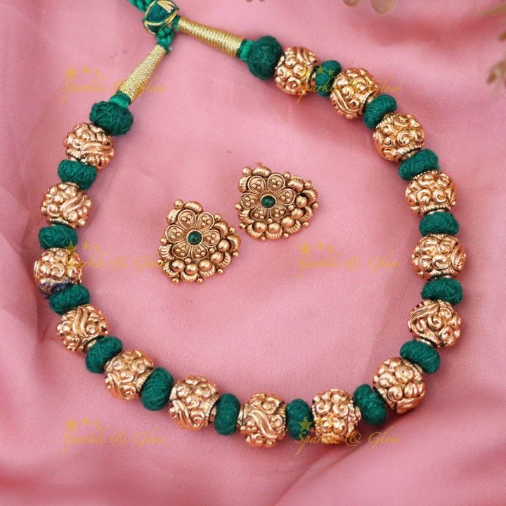 Exquisite Gold Beads Floral Necklace for Celebrations