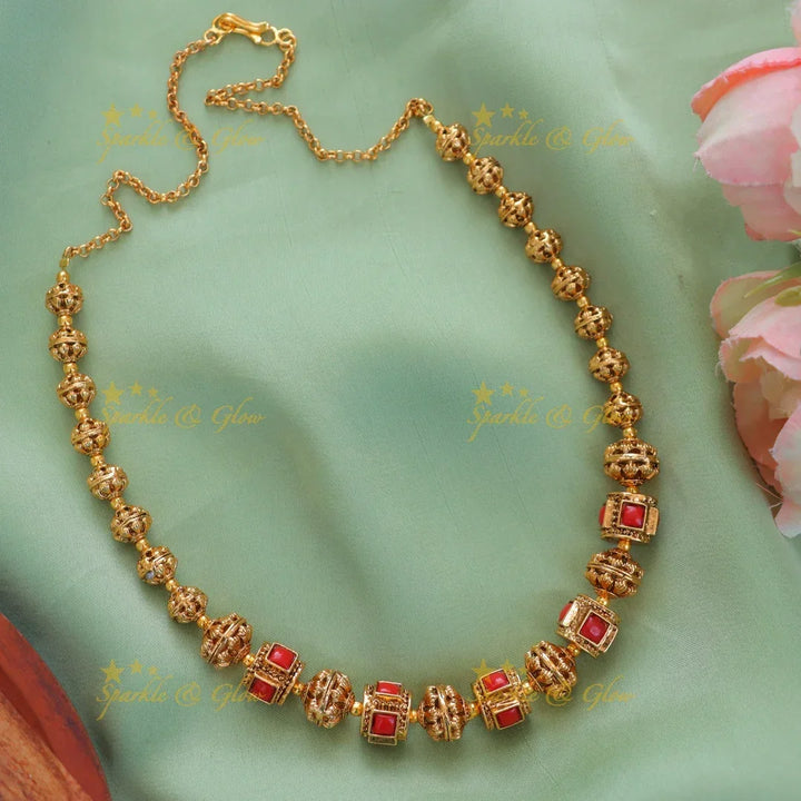 Exquisite Gold-Plated Bead Necklace for Celebrations