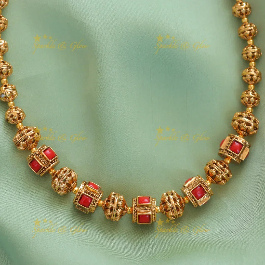 Exquisite Gold-Plated Bead Necklace for Celebrations