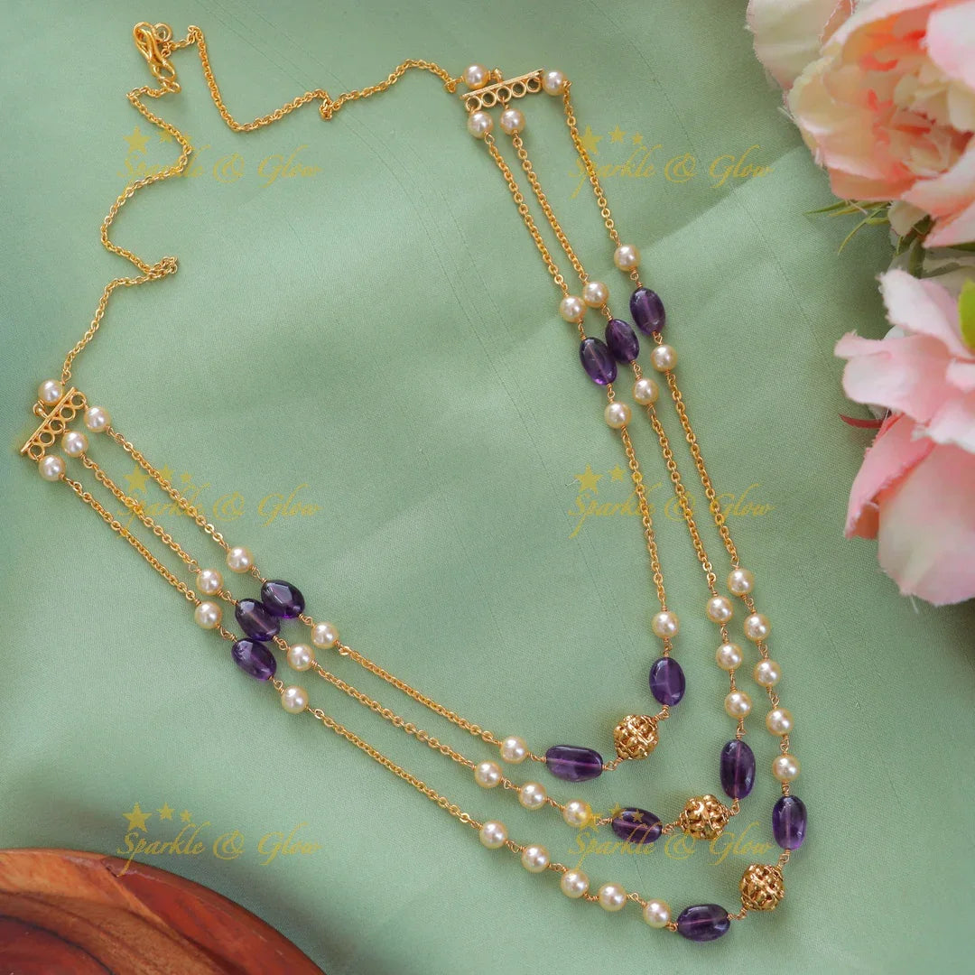 Elegant Imitation Gold Pearl Necklace for Festivities