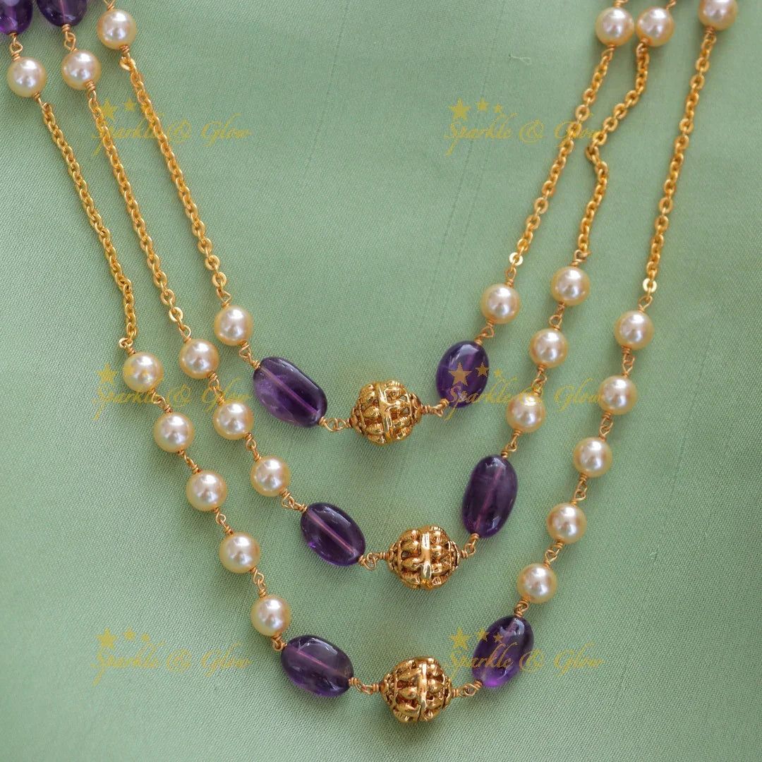 Elegant Imitation Gold Pearl Necklace for Festivities