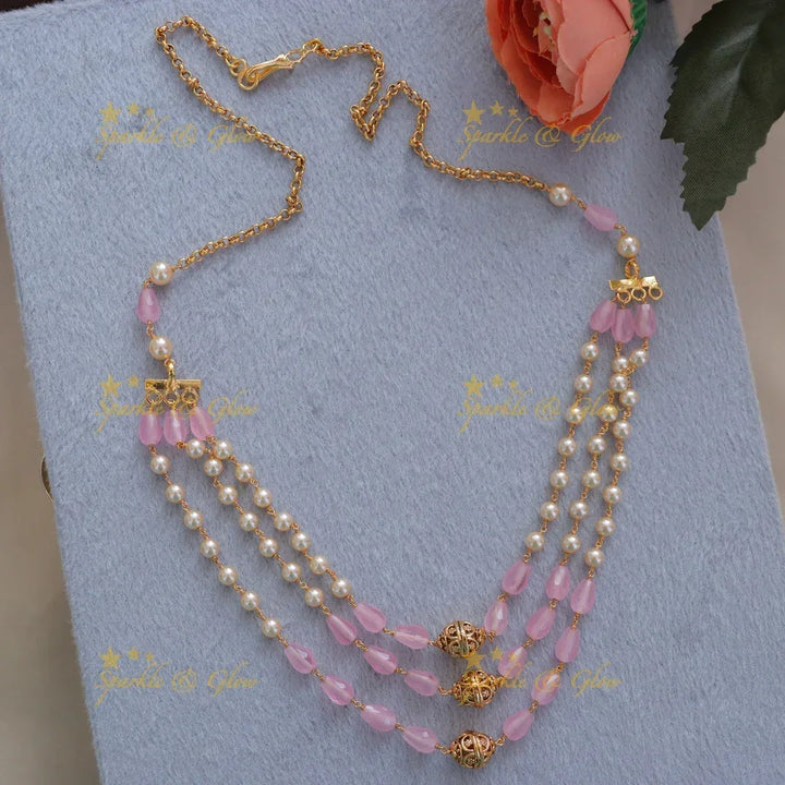 Elegant Pearl & Bead Necklace with Luxurious Gold Finish