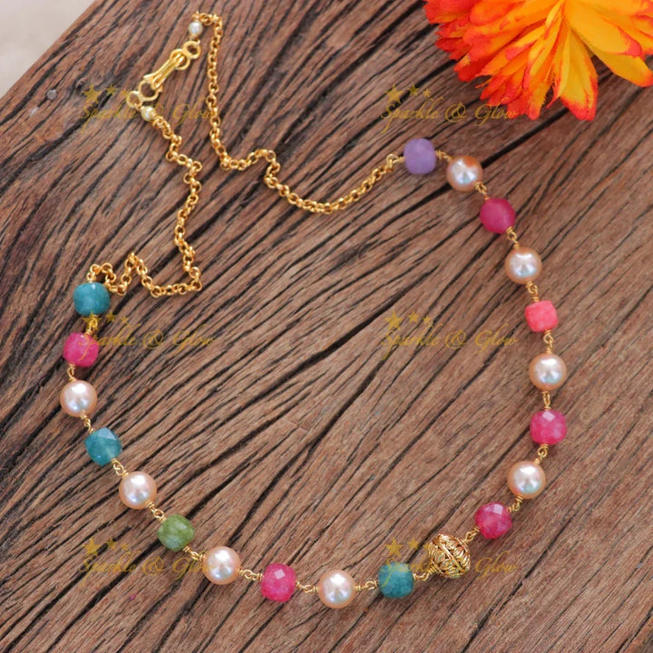 Exquisite Multicolor Beaded Festive Necklace