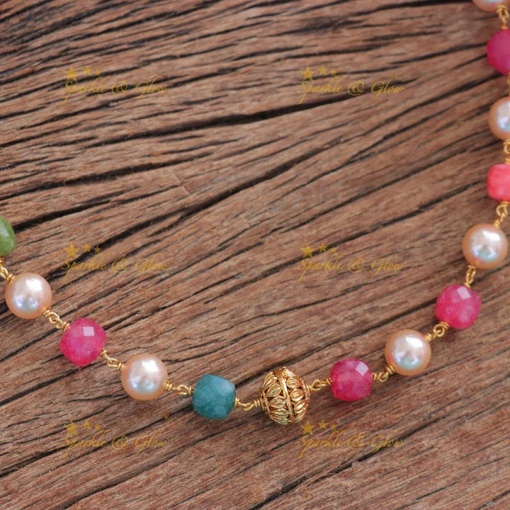 Exquisite Multicolor Beaded Festive Necklace