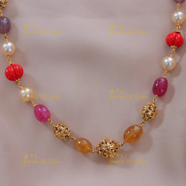 Exquisite Multicolor Gold Beads Necklace - Elegant & Chic